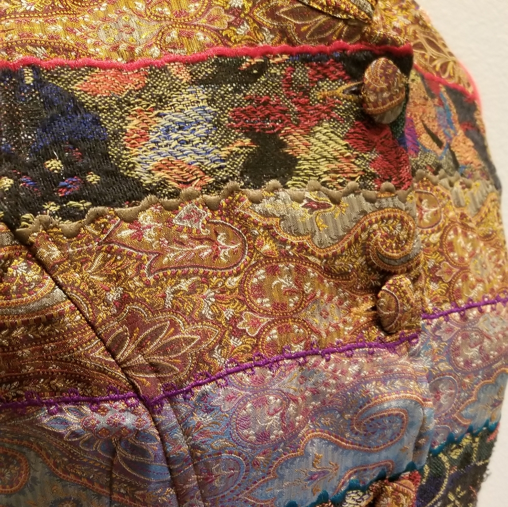 Boho Brocade Patchwork Renfair Hobbit Silk Vest - image 4